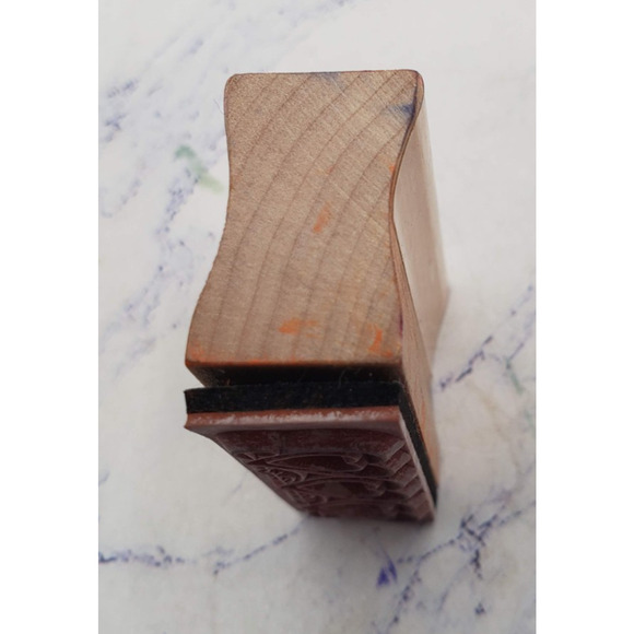 Three Hearts Romantic Love Small Wood Mounted Rubber Border Stamp - Picture 3 of 7